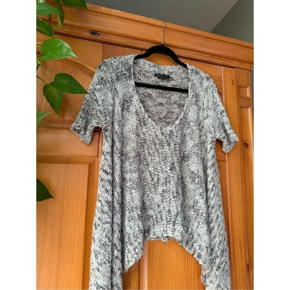 BCBGMAXAZRIA Gray Marled Knit Poncho Sweater Asymmetrical S/M
